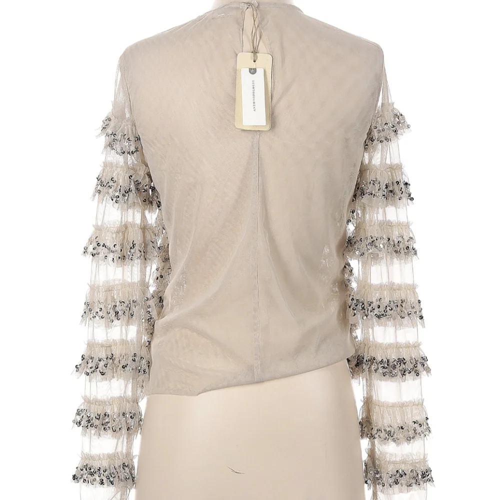 Let Me Be Sequin Tulle Ruffle Blouse - Anthropologie